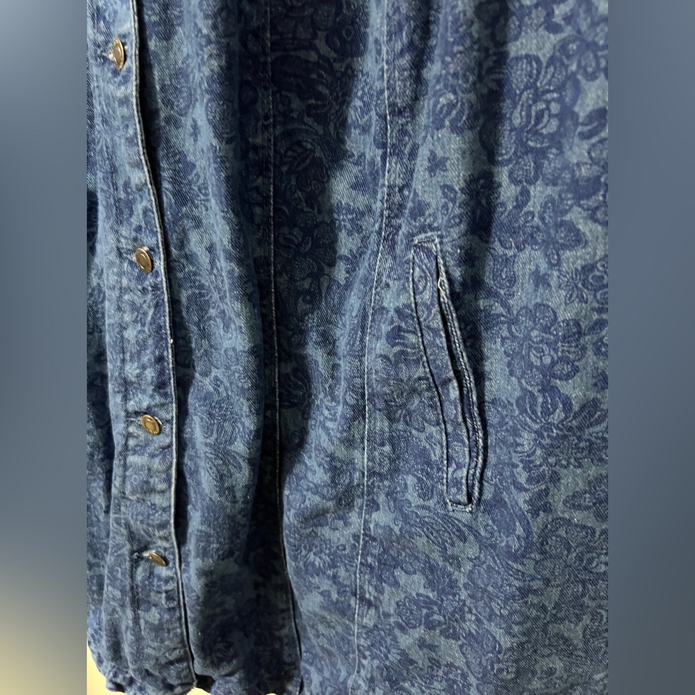 Vintage Jessica London Plus Size Denim Jacket 34W Floral Print Shacket Oversized - Picture 7 of 10